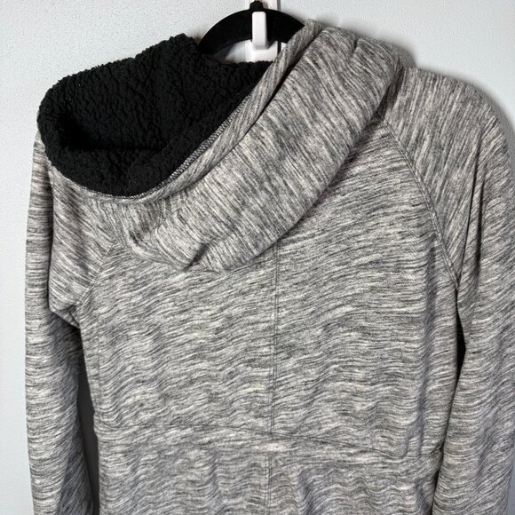 Abercrombie & Fitch Womens Quilted Sherpa Hooded Jacket Small Gray Fall Winter - Picture 5 of 13